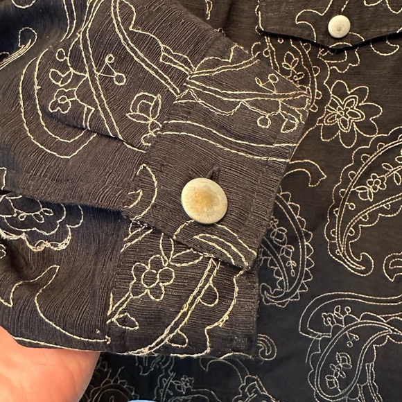 SILKLAND Woman Size 2X Black Silk Floral Paisley Embroidered Jacket - Picture 5 of 9